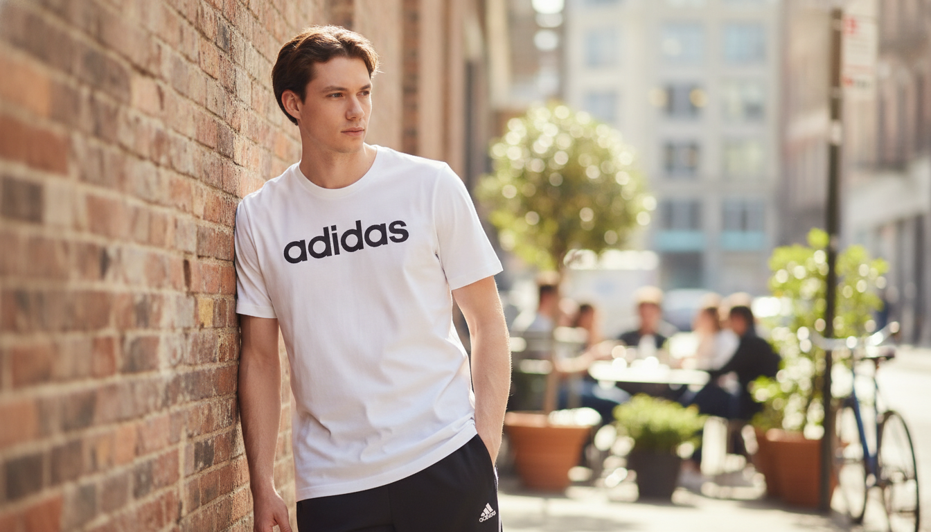 Adidas Men’s Printed White T-Shirt: Clean Daily Essential