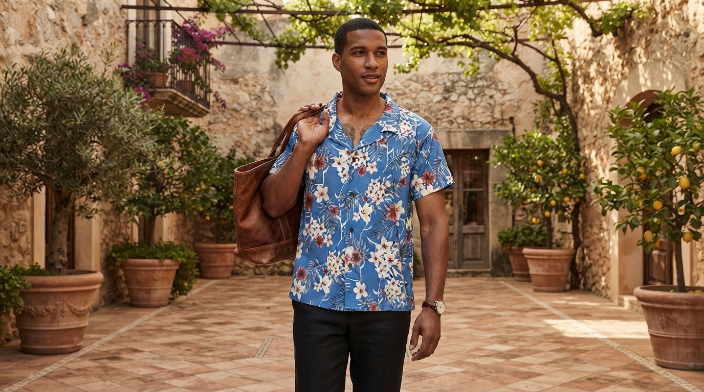 Boss Light Blue Floral V-Neck Shirt: Style & Fit Guide