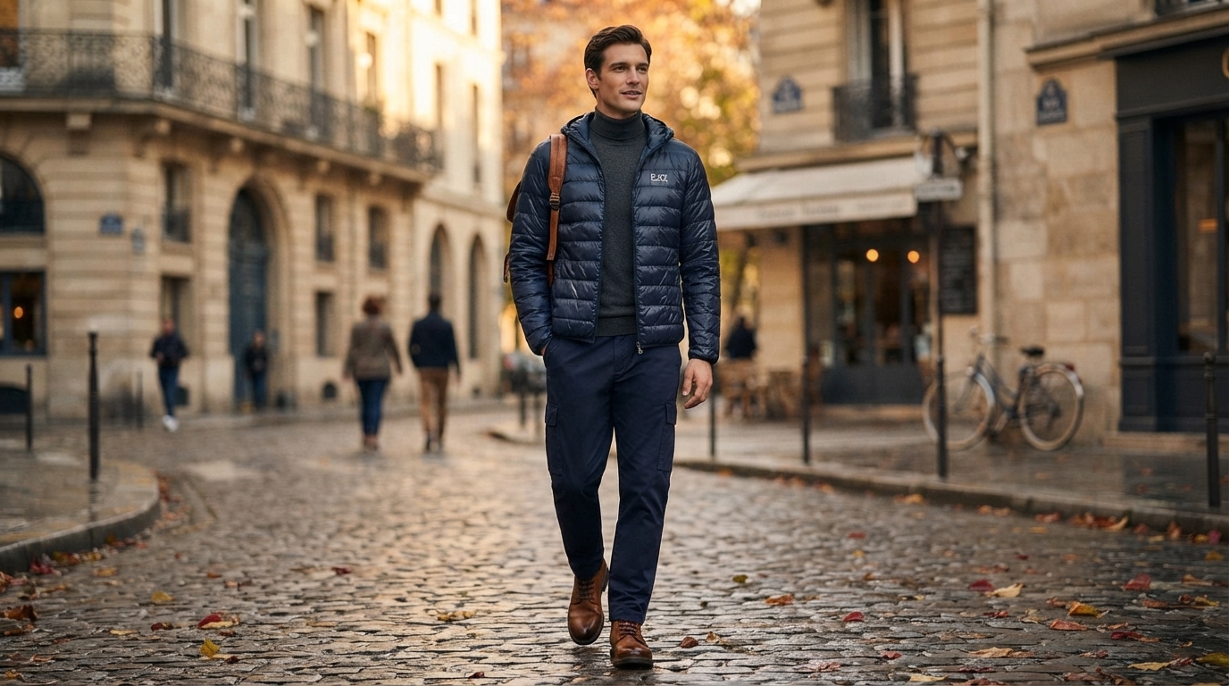 EA7 Men’s Zip Jacket for Fall/Winter Layering